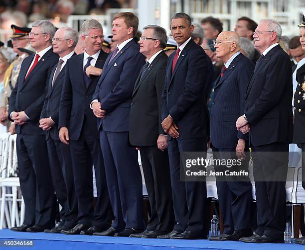 Canadian Prime Minister Stephen Harper, President of the European Council Herman Van Rompuy, King Philippe of Belgium, King Willem-Alexander of The...