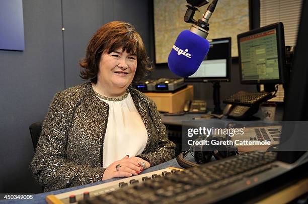 Susan Boyle at Magic FM studios recording her Magic FM Christmas Special with Neil Fox on November 12, 2013 in London, England.