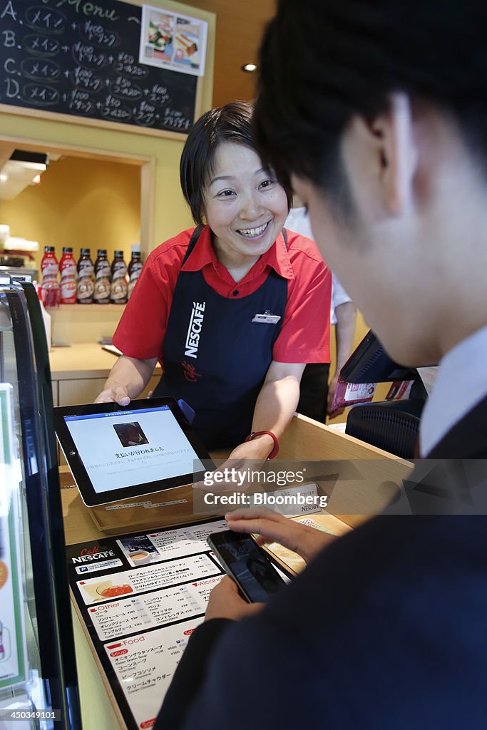 PayPal Demonstrates Shopping Service Using Smartphones At A Nescafe Store