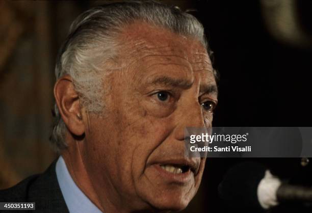 Gianni Agnelli head of Fiat during an interview on April 4, 1979 in New York, New York.