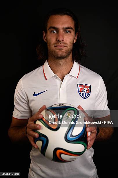 Graham Zusi of the United States poses during the Official FIFA World Cup 2014 portrait session on June 9, 2014 in Sao Paulo, Brazil.