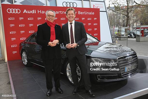 Dieter Kosslick , Director of the Berlinale International Film Festival, and Wayne Anthony Griffiths, Director of Sales Germany for Audi, pose in...