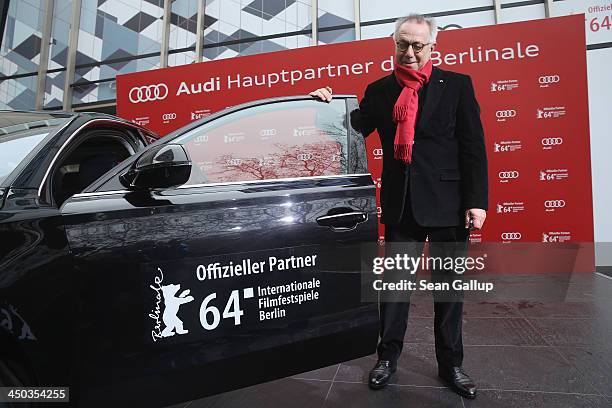 Dieter Kosslick, Director of the Berlinale International Film Festival, poses next to an Audi limousine on November 18, 2013 in Berlin, Germany. Audi...