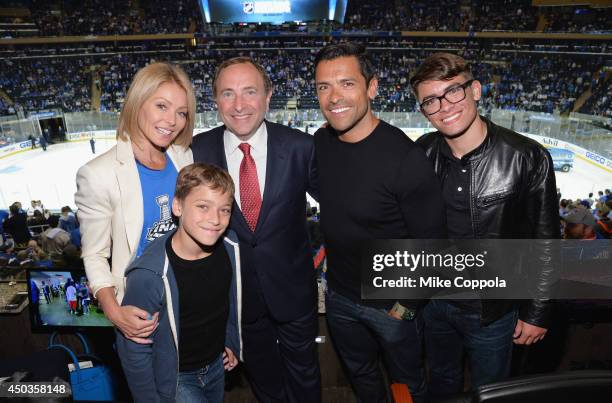 Actress/talk show host Kelly Ripa, Joaquin Antonio Consuelos, Commissioner of the National Hockey League Gary Bettman, Actor Mark Consuelos, and...