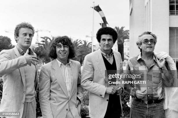 From left, Polish actor Daniel Olbrychski, French composer Francis Lai, French film director Claude Lelouch and French composer Michel Legrand pose...
