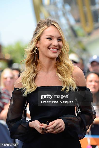 Candice Swanepoel visits "Extra" at Universal Studios Hollywood on June 9, 2014 in Universal City, California.