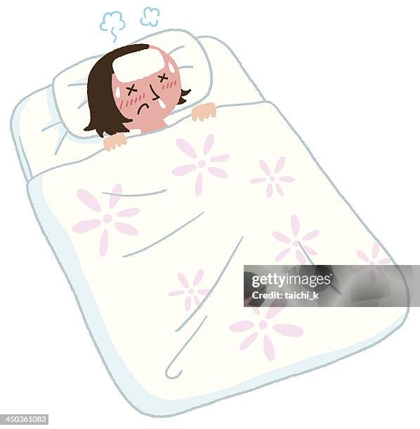 high fever - fever sick bed stock illustrations