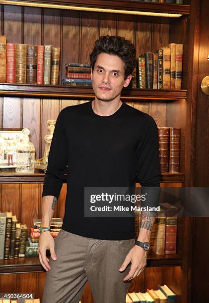 John Mayer attends a private event at Scarfes Bar, Rosewood London, following his performance at The 02 Arena. At the Rosewood London on June 9, 2014...