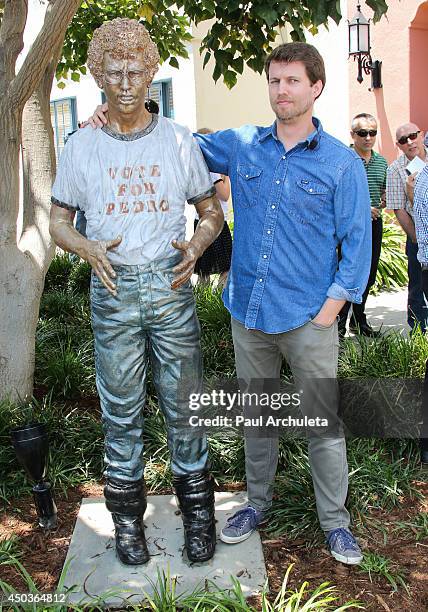 Actor Jon Heder attends "Napoleon Dynamite" 10 sweet years Blu-Ray/DVD release and statue dedication at The Fox Studio Lot on June 9, 2014 in Century...