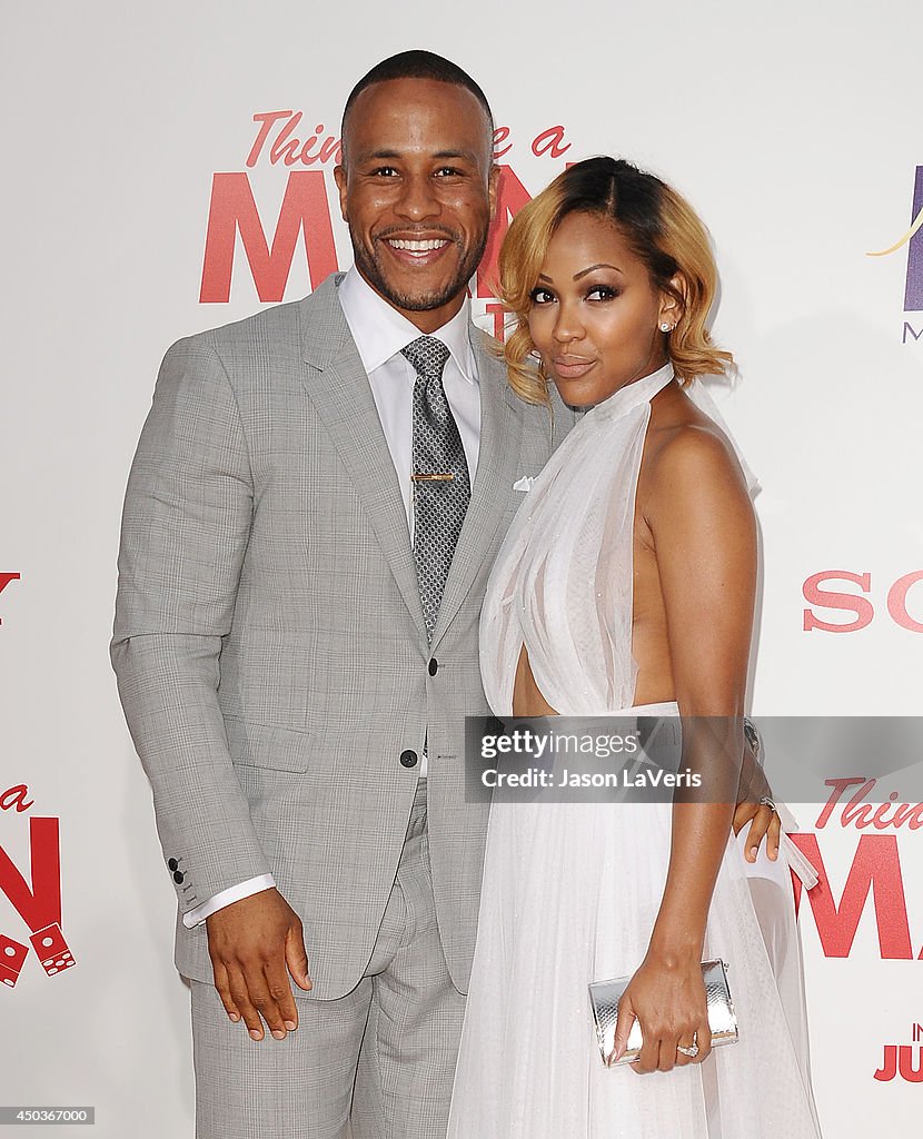 Actress Meagan Good and husband DeVon Franklin attend the premiere of