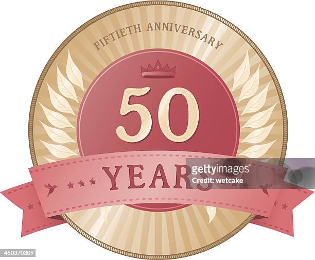 stockillustraties, clipart, cartoons en iconen met fifty years anniversary badge - 50 54 years