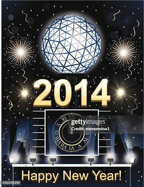 new year's eve ball 2014 - times square ball stock illustrations