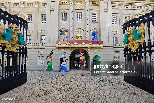 Figures of Camilla, Duchess of Cornwall, Queen Elizabeth II, Catherine, Duchess of Cambridge, Princess Beatrice, Princess Eugenie, Zara Tindall and...