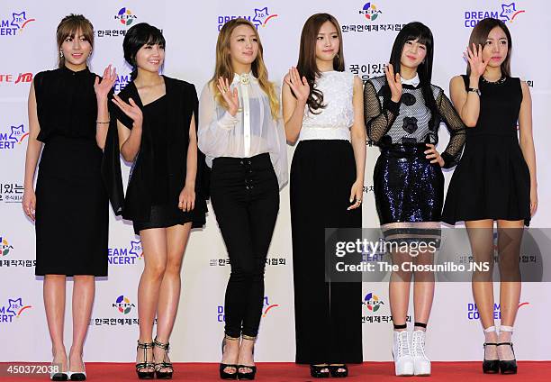 Pink pose for photographs during the 2014 Dream Concert at Seoul World Cup Stadium on June 7, 2014 in Seoul, South Korea.