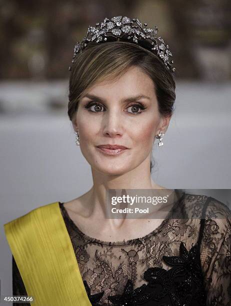 Princess Letizia of Spain attends a Dinner in honour of Mexican President Enrique Pena Nieto at The Royal Palace on June 9, 2014 in Madrid, Spain.