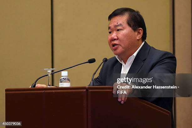 David Chung, OFC President speaks at the OFC confederation congress at Sheraton Sao Paulo WTC hotel on June 10, 2014 in Sao Paulo, Brazil.