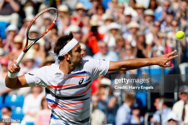 Marinko Matosevic of Australia celebrates victory over Marin Cilic of Croatia during their Men's Singles match on day two of the Aegon Championships...