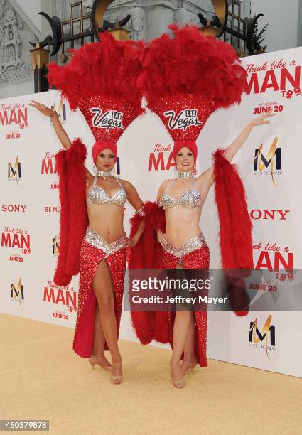 Las Vegas Showgirls attend the Los Angeles Premiere of 'Think Like A Man Too' at TCL Chinese Theatre on June 9, 2014 in Hollywood, California.