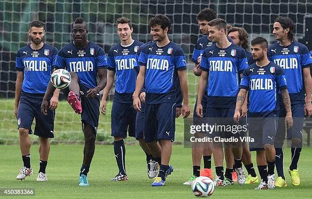 Mario Balotelli of Italy during a training session on June 10, 2014 in Rio de Janeiro, Brazil.