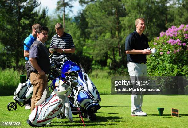 June 10 : Andrew Crerar , and Graig McKinlay , of Panmure Golf Club on the 12th tee during the Lombard Trophy - Scotland Regional Qualifier at...