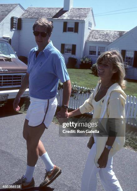 Personality David Hartman and wife Maureen Downey attend the 10th Annual Robert F. Kennedy Pro-Celebrity Tennis Tournament on August 21, 1981 at the...