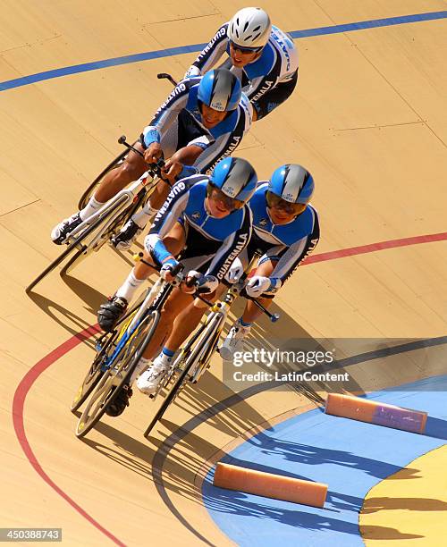 Alejandro Padilla, Julios Padilla, Romeo Quicibal and Manuel Rodas of Guatemala compete in 4000 meters Men's Team pursuit as part of the XVII...