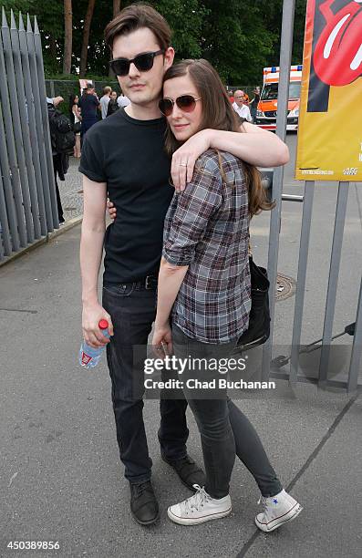 Alexandra Maria Lara and Sam Riley sighted at the Rolling Stones Concert at the Waldbuehne outdoor concert venue on June 10, 2014 in Berlin, Germany.