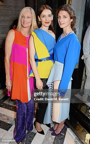 Joely Richardson, Roksanda Ilincic and Daisy Bevan attend the opening of Roksanda on Mount Street on June 10, 2014 in London, England.