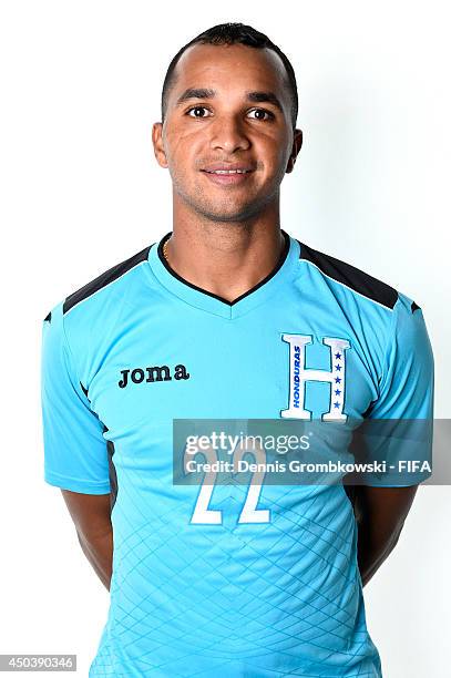 Donis Escober of Honduras poses during the Official FIFA World Cup 2014 portrait session on June 10, 2014 in Porto Feliz, Brazil.