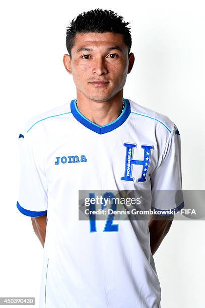 Edder Delgado of Honduras poses during the Official FIFA World Cup 2014 portrait session on June 10, 2014 in Porto Feliz, Brazil.