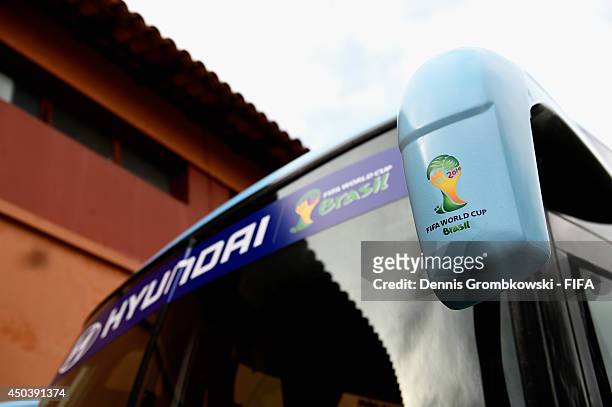The team bus of Honduras is seen during the Official FIFA World Cup 2014 portrait session on June 10, 2014 in Porto Feliz, Brazil.