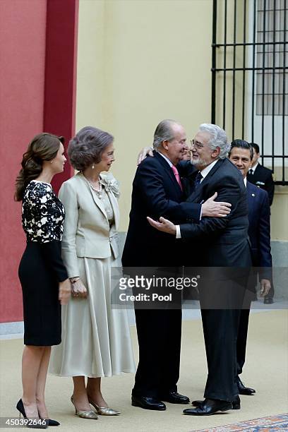 Mexican President's wife Angelica Rivera, Queen Sofia of Spain, King Juan Carlos of Spain and Mexican President Enrique Pena Nieto receives Placido...