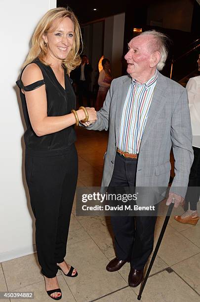 Kate Pakenham and writer Brian Friel attend an after party following the press night performance of "Fathers and Sons" at The Hospital Club on June...