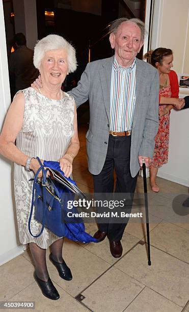 Writer Brian Friel and Anne Morrison attend an after party following the press night performance of "Fathers and Sons" at The Hospital Club on June...