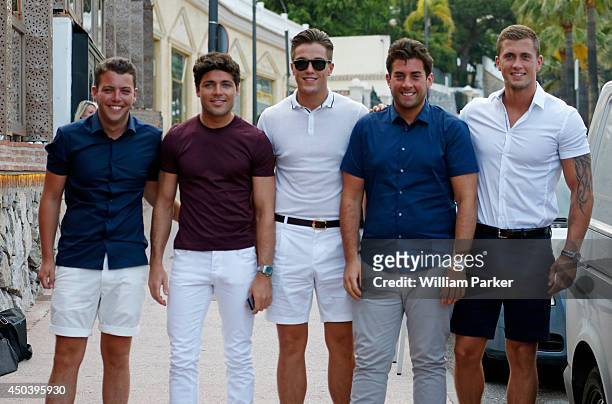 James Diags, Tom Pearce, Lewis Bloor, James Argent and Dan Osborne spotted arriving filming at Mosaik on June 10, 2014 in Marbella, Spain.