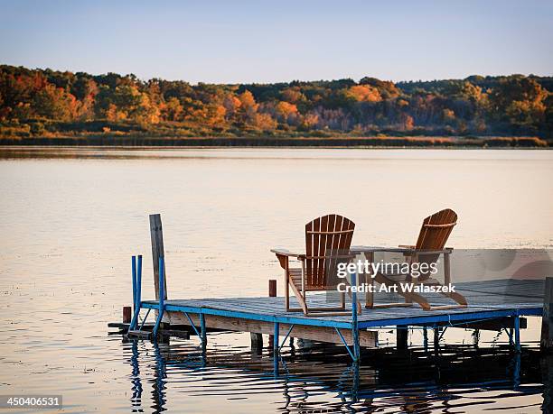 dock's end, early autumn - madison wisconsin stock-fotos und bilder