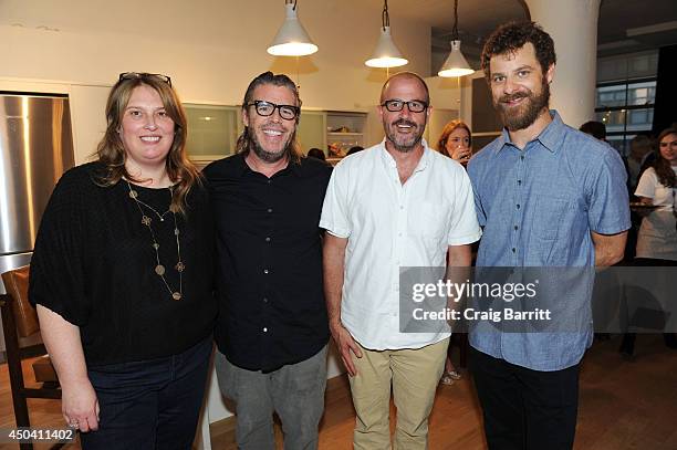 Anne Garefino, Kevin Morris, James Frey and Matt Stone attend the Kevin Morris book party hosted by Matt and Angela Stone & Anne Garefino on June 10,...