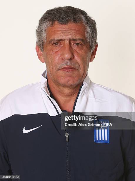 Fernando Santos of Greece poses during the official FIFA World Cup 2014 portrait session on June 10, 2014 in Aracaju, Brazil.