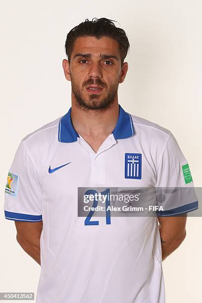 Konstantinos Katsouranis of Greece poses during the official FIFA World Cup 2014 portrait session on June 10, 2014 in Aracaju, Brazil.