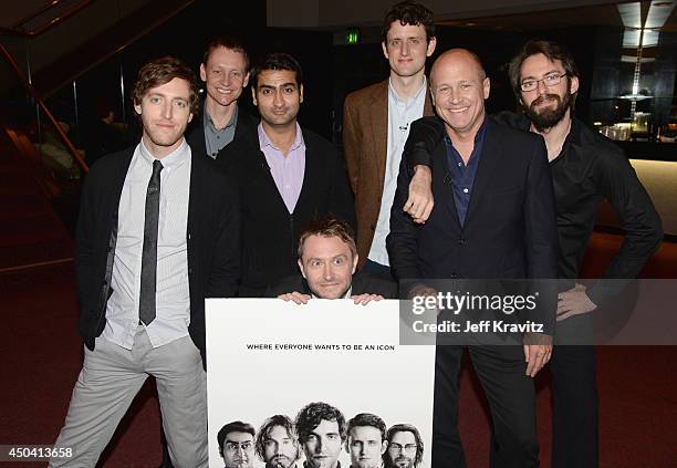 Actor Thomas Middleditch, producer Alec Berg, actor Kumail Nanjiani, moderator Chris Hardwick, actor Zach Woods, creator Mike Judge and actor Martin...