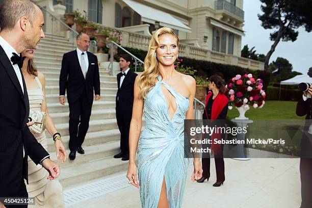 At the 21th Gala of AmFar Cinema Aganist AIDS, Heidi Klum is photographed for Paris Match in Cap d'Antibes at the Hotel Cap-Eden-Roc on May 22, 2014;