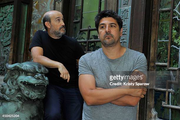 Javier Camara and Cesc Gay pose during the 'Una Pistola En Cada Mano' Paris Photocall at Cinema La Pagode on June 11, 2014 in Paris, France.