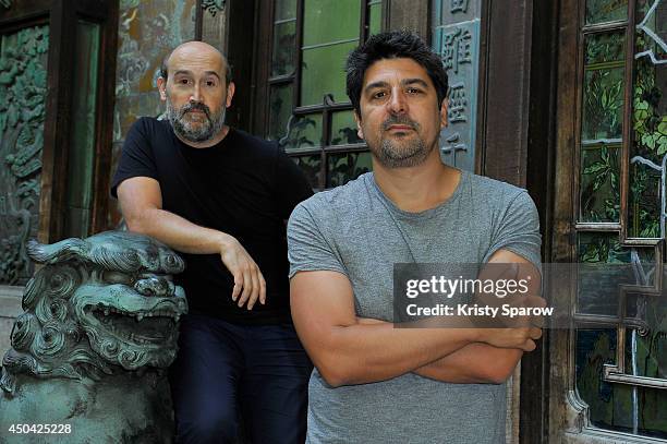 Javier Camara and Cesc Gay pose during the 'Una Pistola En Cada Mano' Paris Photocall at Cinema La Pagode on June 11, 2014 in Paris, France.