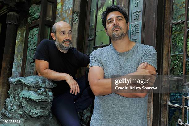 Javier Camara and Cesc Gay pose during the 'Una Pistola En Cada Mano' Paris Photocall at Cinema La Pagode on June 11, 2014 in Paris, France.