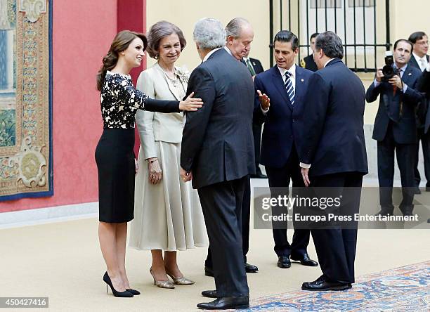 Mexican President's wife Angelica Rivera, Queen Sofia of Spain, Placido Domingo, King Juan Carlos of Spain and Mexican President Enrique Pena Nieto...