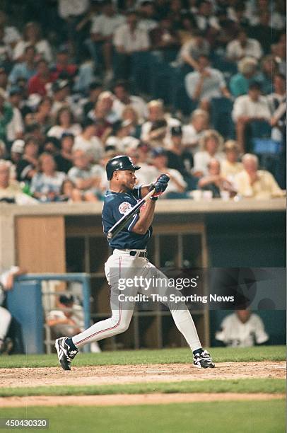 Albert Belle of the Cleveland Indians bats against the Chicago White Sox on July 15, 1994 at Comiskey Park in Chicago, Illinois. The Indians defeated...