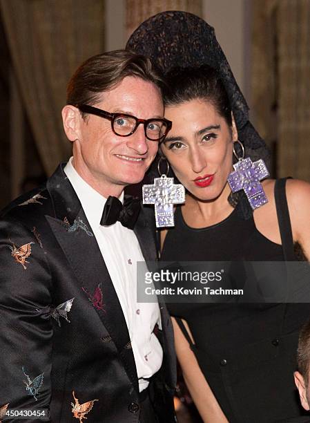 Hamish Bowles and Ladyfag attend the amfAR Inspiration Gala New York 2014 at The Plaza Hotel on June 10, 2014 in New York City.