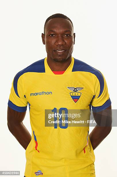 Walter Ayovi of Ecuador poses during the official FIFA World Cup 2014 portrait session on June 10, 2014 in Porto Alegre, Brazil.