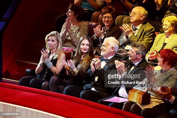 Natty Tardivel, Jean-Paul Belmondo's granddaughter Annabelle Belmondo and Jean-Paul Belmondo are seen during the 52nd 'Gala de l'Union des Artistes'...