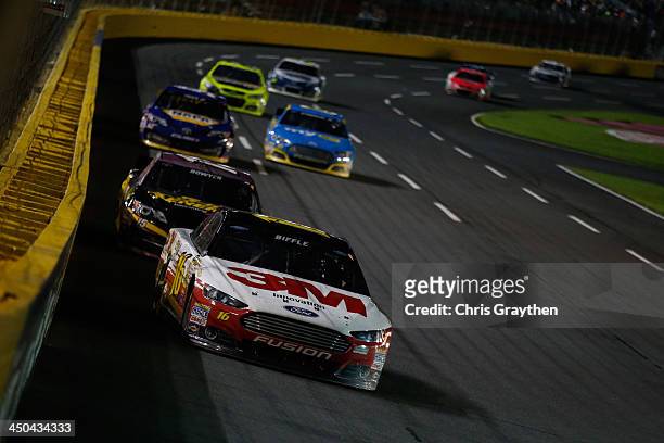 Greg Biffle, driver of the 3M Ford, during the NASCAR Sprint Cup Series Bank of America 500 at Charlotte Motor Speedway on October 12, 2013 in...